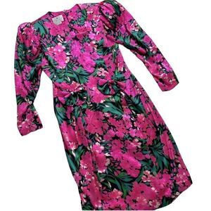 Vintage Flora Kung Silk Floral Long Sleeve Dress